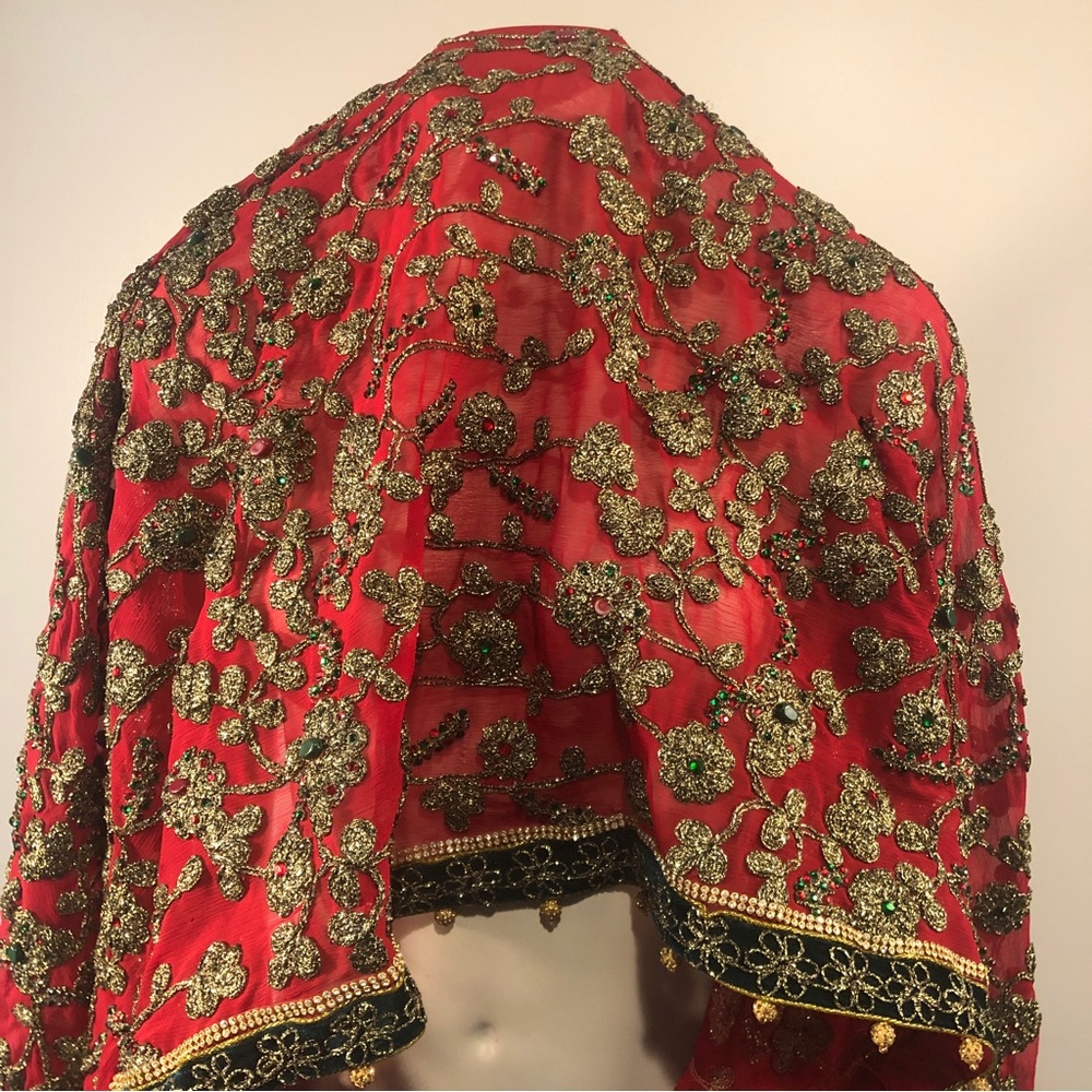 Indian Pakistani Heavy Red Bridal Dupatta Stole